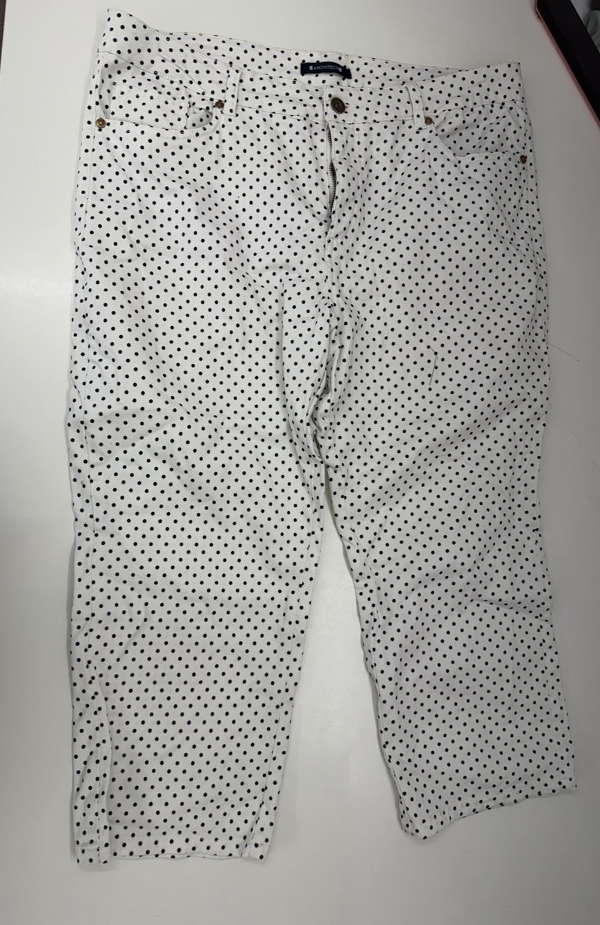 Architect Womens Capris Size 12 White Polka Dot Denim